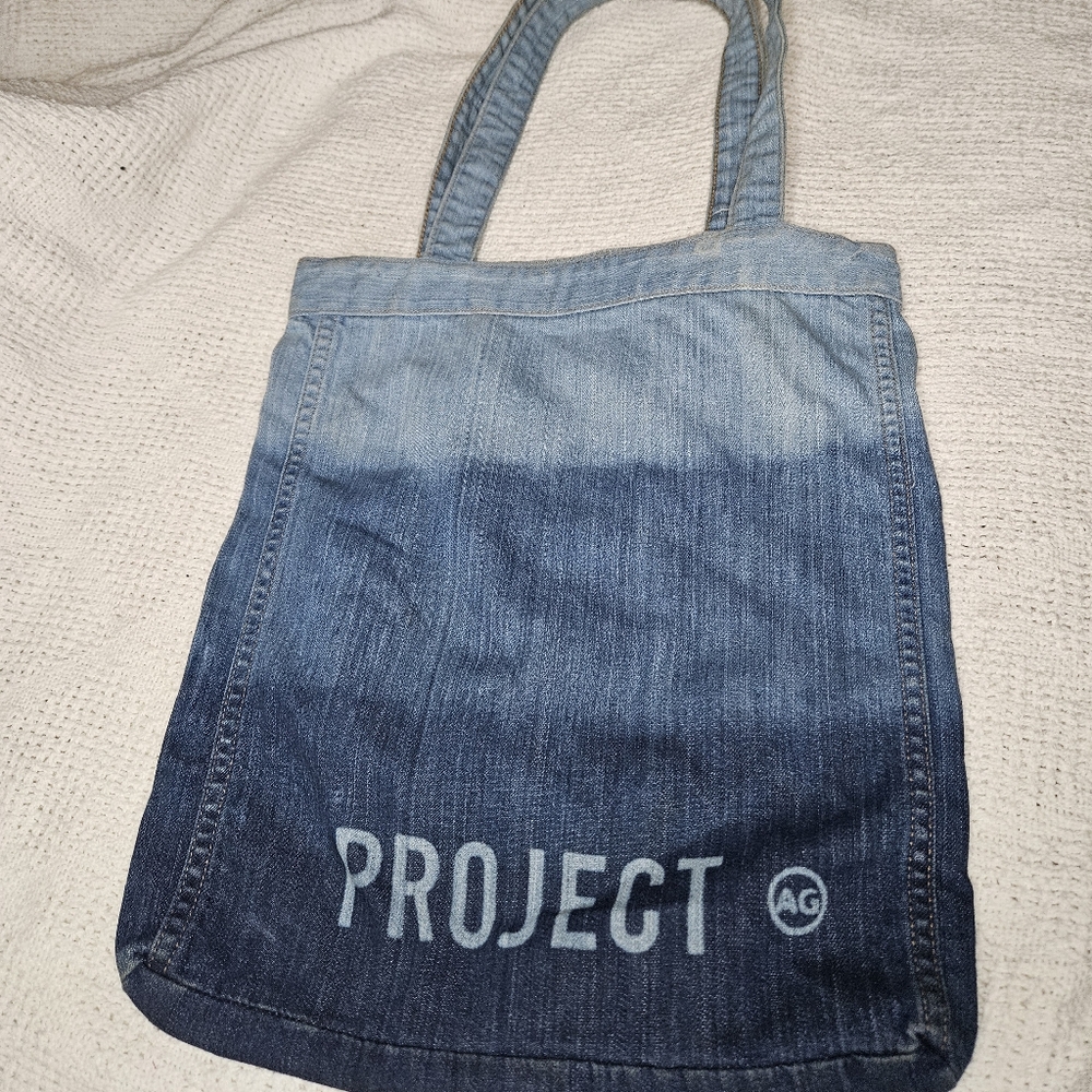 AG Adriano Goldschmied Denim Jean Tote Bag Blue Ombre Y2K Hippie Cotton Project